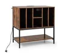Helloshop26 Table de Rangement pour disques 80 x 45 x 79,5 cm Station de Recharge intégrée Ambiance Cosy Style Moderne en Bois d'ingénierie café 20_0013706