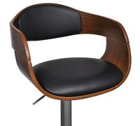Helloshop26 Tabouret de bar bois et cuir - Noir