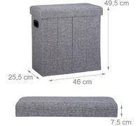 Helloshop26 Tabouret pliant avec rangement - Gris