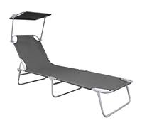 Helloshop26 Transat pliable avec auvent - Gris