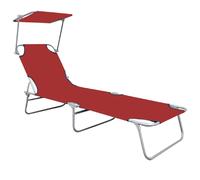 Transat Chaise Longue Bain De Soleil Lit De Jardin Terrasse Meuble D'extérieur Pliable Avec Auvent Rouge Aluminium Helloshop26 02_0012832 Multicolore