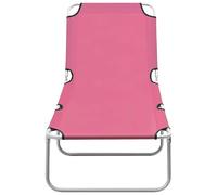 Transat Chaise Longue Bain De Soleil Lit De Jardin Terrasse Meuble D'extérieur Pliable Acier Et Tissu Rose Helloshop26 02_0012802 Multicolore