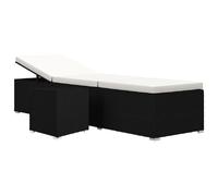 Transat Chaise Longue Bain De Soleil Lit De Jardin Terrasse Meuble D'extérieur Et Table À Thé Résine Tressée Blanc Crème Helloshop26 02_0012775 Multicolore