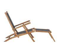 Transat Chaise Longue Bain De Soleil Lit De Jardin Terrasse Meuble D'extérieur Avec Repose-Pied Bois De Teck Solide Noir Helloshop26 02_0012572 Multicolore
