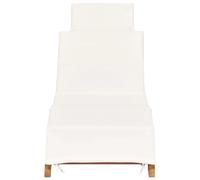 Transat Chaise Longue Bain De Soleil Lit De Jardin Terrasse Meuble D'extérieur Pliable Avec Coussin Blanc Crème Bois De Teck Helloshop26 02_0012835 Multicolore