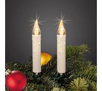 Hellum 151282 Guirlande lumineuse pour sapin de Noël avec 20 bougies LED blanches, guirlande lumineuse d'intérieur avec bougies LED, 5,7 m, câble vert, guirlande lumineuse d'intérieur avec bougies