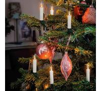 Hellum 152487 Guirlande lumineuse à 20 mini tiges avec prise pour sapin de Noël avec 20 lumières blanc chaud, câble vert et blanc, longueur totale 12,5 m avec câble d'alimentation de 2 x 1,5 m, < 59
