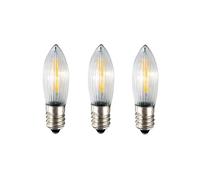 hellum 3 Ampoules de rechange LED à filament, 12V 0,5W E10, 912401 | Ampoule de rechange E10 (Ø10 mm) pour guirlande lumineuse de 20 lampes d'intérieur, bougie striée 17 lm, entièrement striée