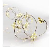 hellum 525045 Guirlande lumineuse décorative à 20 LED blanc chaud Longueur de la lumière : 30 cm Câble d'alimentation Minuterie Motif étoiles 3 piles AA (non incluses)
