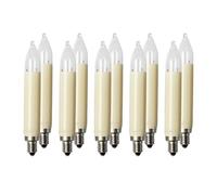 Hellum 908015 - Lot de 10 bougies de rechange 23 V, 3 W pour guirlande ou arc-boutant de 10 points lumineux - Pour sapin de Noël - Pour intérieur et extérieur - Ampoule E10, 23 V, 3 W, 22 lumens