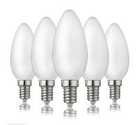 Hellum Ampoule LED bougie E14, lot de 5, 2,5W, remplace 25W, verre mat | Ampoule E14 flamme, petit culot à vis, LED filament vintage, forme bougie C35, blanc chaud 2700 K, 250 lm, verre mat, 220223
