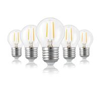 Hellum Ampoule LED E27 mini globe, lot de 5, 2,2W, remplace 25W, clair | Ampoule LED E27 mini globe, gros culot à vis, LED filament vintage, ampoule E27 blanc chaud 2700 K, 250 lm, 220407
