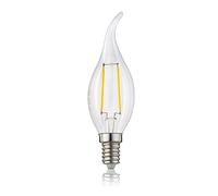 Hellum Ampoule LED flamme E14, 2W, remplace 25W, verre clair | Ampoule flamme E14, petit culot à vis, LED filament vintage, forme bougie flamme, blanc chaud 2700 K, 250 lm, clair, 207309