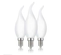 Hellum Ampoule LED flamme E14, lot de 3, 2,2W, remplace 25W, verre mat | Ampoule flamme E14, petit culot à vis, LED filament vintage, forme bougie flamme, blanc chaud 2700 K, 250 lm, mat, 220278