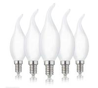Hellum Ampoule LED flamme E14, lot de 5, 2,2W, remplace 25W, verre mat | Ampoule flamme E14, petit culot à vis, LED filament vintage, forme bougie flamme, blanc chaud 2700 K, 250 lm, mat, 220285