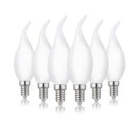 Hellum Ampoule LED flamme E14, lot de 6, 2,2W, remplace 25W, verre mat | Ampoule flamme E14, petit culot à vis, LED filament vintage, forme bougie flamme, blanc chaud 2700 K, 250 lm, mat, 220728