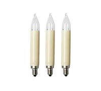 Hellum Bougies de rechange filament 16V 3W pour guirlandes lumineuses et couronnes lumineuses, lot de 3 bougies à tige E10 (ø10 mm) compatibles avec 15 points de flamme, 22 lumens, bougies de rechange