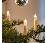 Hellum guirlande gouttes de cire, Made in Germany, bougies clip, 20 lumières, longueur éclairée 13,3 m, blanc chaud, tige ivoire, intérieur, prise séparée, 3 bougies rechange, pas LED <59lm 430141