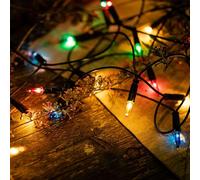 Hellum guirlande int. secteur, mini guirlande 20 lampes, lumières multicolores, long. éclairée 2,85 m, câble vert, 20 lumières avec fiche pour Noël <59 lm 832075
