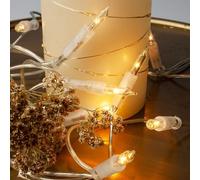 Hellum Guirlande lumineuse intérieure alimentée en courant, mini guirlande lumineuse 10, lumières chaudes claires, éclairées 1,35m, câble transparent,10 lumières avec fiche pour Noël < 59 lm 831191