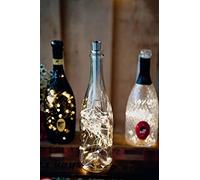 Hellum guirlande lumineuse LED pour bouteille avec minuterie, lot de 2, 40 LED blanc chaud, à piles AA, longueur 4 m, éclairage décoratif pour bouteilles 150605