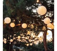 Hellum Lanterne LED d'extérieur, lot de 12 lampions à piles blanc chaud Ø 30 cm, télécommande IP44, pour mariage, jardin, terrasse, balcon 524512