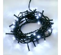 Hellum LED Guirlande lumineuse extérieure ou intérieure I avec minuterie I Guirlande lumineuse blanc froid I Guirlande lumineuse LED alimentée en courant avec 40 LED I avec câble en vert <59 lm 151213