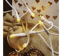 Hellum LED mini chaîne de lumière à l'intérieur, 10 mini LED lumières, 135cm longueur éclairé, chaîne de lumière flux avec fiche, câble blanc, arbre de noël, 563962