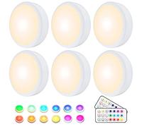 HELPLEX Lampe de Placard, Lampe LED Veilleuse RGB 16 Couleurs Sans Fil, éclairage d'escalier et de jeu à LED, avec 2 Télécommandes et Fonction de synchronisation, Paquet de 6