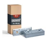 HELPMATE - 12 panneau perforé plats - 35x100 mm - Plaque perforée bois électro-galvanisé & passivé bleu - Equerre metal avec une excellente protection contre la corrosion