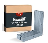 HELPMATE - 12 pièces équerres plates - 120x120x18mm - Raccord en bois électrozingué & passivé bleu - Equerre d'angle avec une excellente protection contre la corrosion, stable & durable