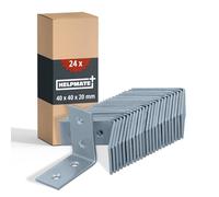 HELPMATE - 24 pièces équerre metal perforées - 40x40x20 mm - Équerre de fixation galvanisé & passivé bleu - Connecteur bois avec une excellente protection contre la corrosion