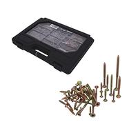 HELPMATE 8092903 Kit universelles - 1700 pièces avec Nombreuses Tailles - Entraînement Pozidriv - Tête fraisée, Filetage Complet et partiel - Galvanisé Vis Chevilles, matériaux Bois, Jaune passivé