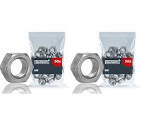 HELPMATE - Écrou hexagonal M8 DIN 934 - Acier électrozingué - 50 pièces e résistance 8 - Écrous pour l'intérieur ou les environnements secs (Lot de 2)