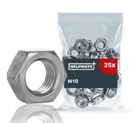 HELPMATE - Écrous hexagonal M10 DIN 934 - Acier électrozingué - 25 pièces - Écrous pour l'intérieur ou les environnements secs