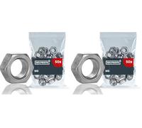HELPMATE - Écrous hexagonal M6 DIN 934 - Acier électrozingué - 50 pièces - Écrous pour l'intérieur ou les environnements secs (Lot de 2)