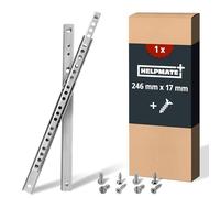 HELPMATE - Glissière à rainure pour tiroir 17 mm - Longueur 246 mm - Lot de 2 glissières à billes - Extension partielle - Système de glissières pour tiroirs - Acier galvanisé