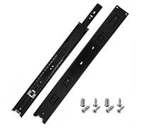 HELPMATE - Glissières de tiroir noires 400 mm - Extension totale - 35 kg - 1 paire (lot de 2) de glissières à billes - Système de glissières pour tiroirs - Acier laqué noir