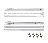 HELPMATE - Glissières de tiroir télescopiques à roulettes 500 mm - Extension partielle - Lot de 2 paires (4 glissières) - Système de glissières pour tiroirs - Blanc