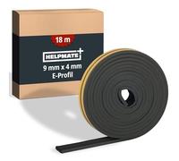 HELPMATE - Joint de fenêtre et de porte - 18 m - 9x4 mm - Ruban d’étanchéité autocollant pour portes et fenêtres - Profil E - Joint profilé pour espaces de 2 à 3,5 mm - Noir