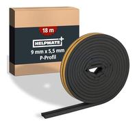 HELPMATE - Joint de fenêtre et de porte - 18 m - 9x5,5 mm - Ruban d’étanchéité autocollant pour portes et fenêtres - Profil P - Joint profilé pour fentes de 2,5 à 5 mm - Noir
