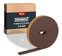 HELPMATE - Joint de fenêtre et de porte - 18 m - 9x5,5 mm - Ruban d’étanchéité pour portes et fenêtres - Autoadhésif - Profil P - Joint profilé de 2,5 à 5 mm - Marron