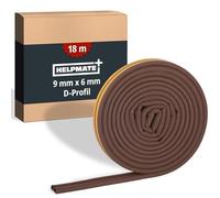 HELPMATE - Joint de fenêtre et de porte - 18 m - 9x6 mm - Ruban d'étanchéité autocollant pour portes et fenêtres - Profil D - Joint profilé pour fentes de 3 à 5,5 mm - Marron