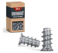 HELPMATE - Lot de 50 vis à tête fraisée Euro - 6,3x13 mm - galvanisées - Vis pour meubles avec entraînement PZ et filetage complet - Idéal pour le bois massif et les panneaux en bois