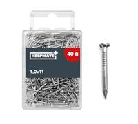 HELPMATE - Pointe à tête ronde - 1,0x11 mm galvanisée - 40 grammes - Pointes en acier - Clous à enfoncer - Pour assemblages en bois & travaux de bricolage