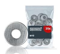 HELPMATE - Rondelles M10 DIN 9021 - Acier électrozingué - 25 pièces - Rondelles de carrosserie pour l'intérieur