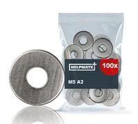 HELPMATE - Rondelles M5 DIN 9021 - Acier inoxydable A2 - 100 pièces - Rondelles de carrosserie pour l'intérieur