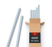 HELPMATE - Tige filetée M10 x 1000 mm en acier galvanisé - Lot de 5 tiges filetées avec filetage métrique complet - Tige filetée avec e résistance 4.8, DIN 976