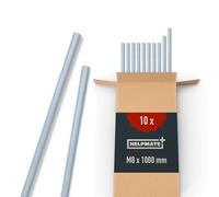 HELPMATE - Tige filetée M8 x 1000 mm en acier galvanisé - Lot de 10 tiges filetées avec filetage métrique complet - Tige filetée avec e résistance 4.8, DIN 976