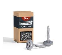 HELPMATE - Vis de ferblantier en acier inoxydable A2 - 4,2x35 mm - 50 pièces - T20 - DIN 7995 - tête bombée avec rondelle plate et rondelle EPDM
